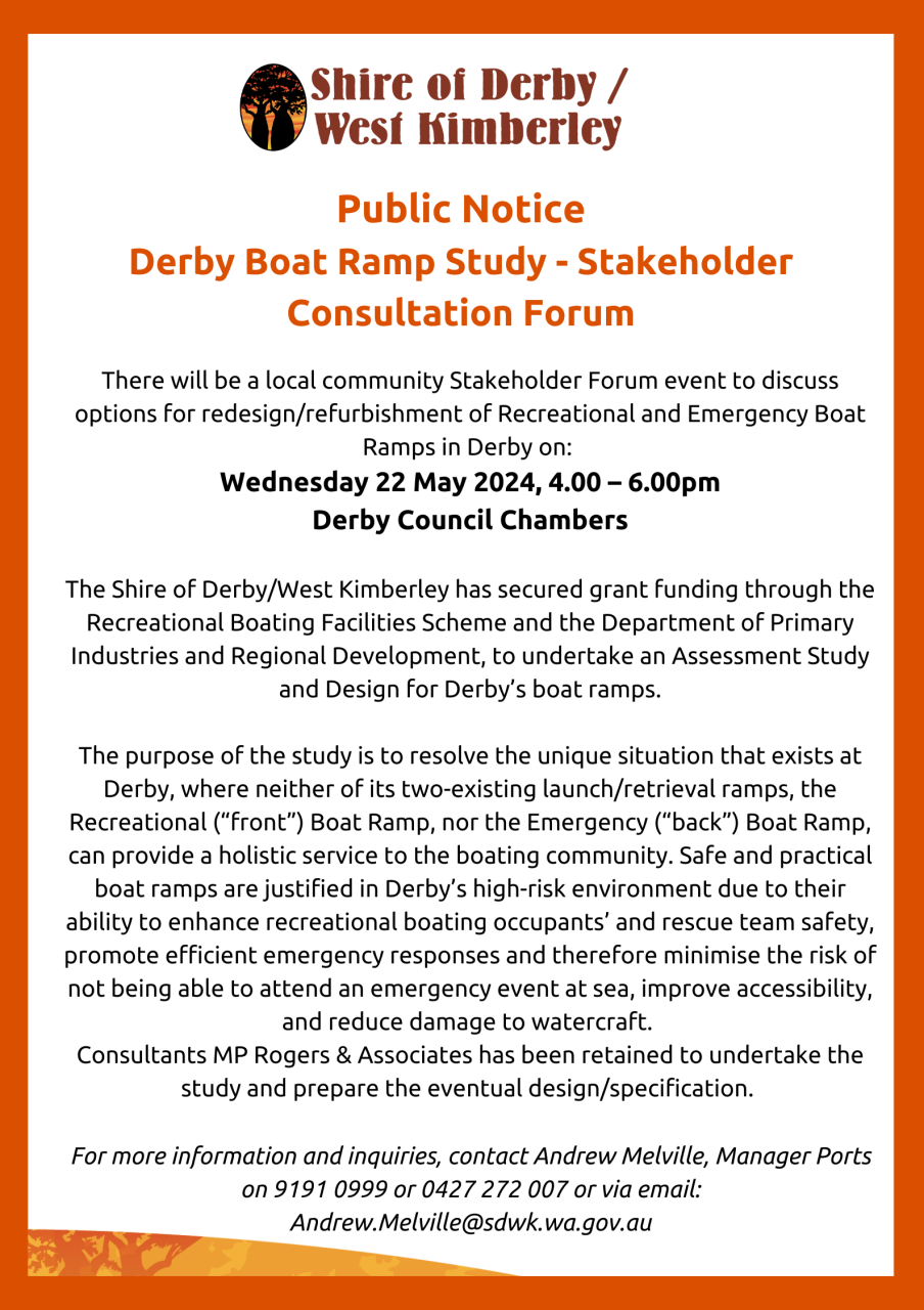 Community Stakeholder Forum - Derby Boat Ramp