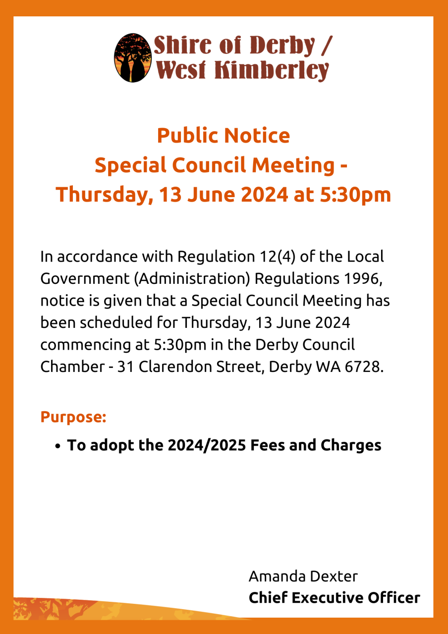 Public Notice - Special Council Meeting